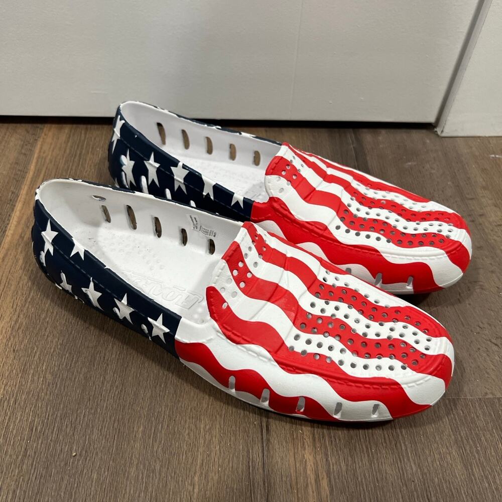 Mens Floafers red white blue patriotic loafers size 11